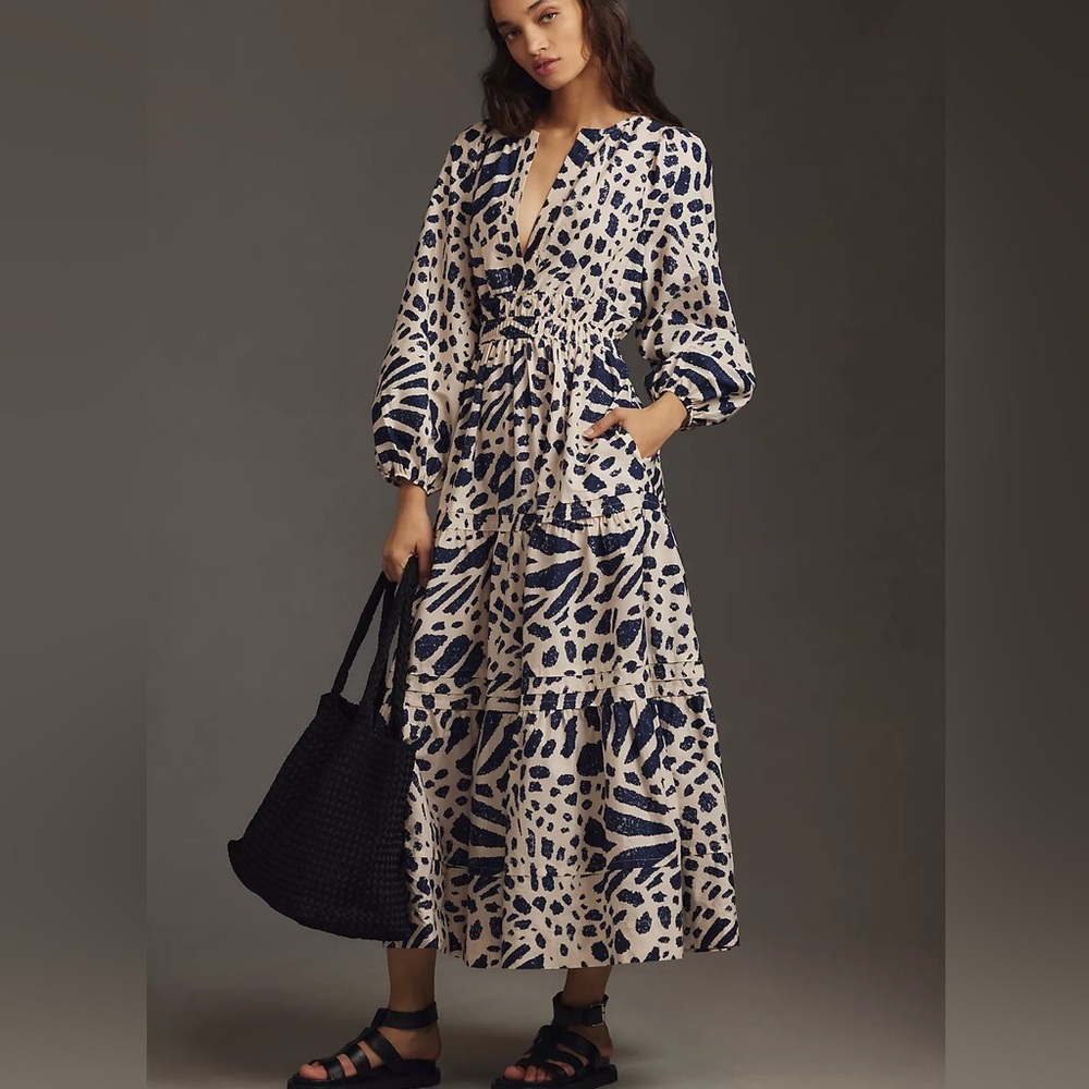 Anthropologie The Somerset Maxi Dress Long-Sleeve Poplin Edition XSMALL NEW NWT